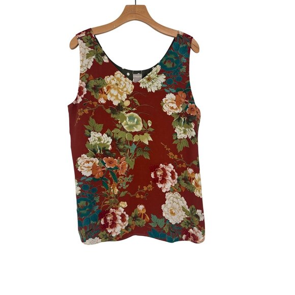 Chicos 2 Floral Polka Dot Reversible Tank Top Size large Polyester Sleeveless ne - Picture 1 of 4